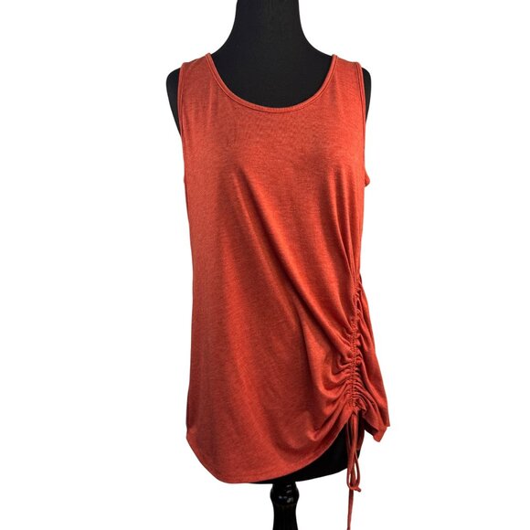 42 Props Womens Size Large Rust Red Sleeveless Ruched Drawstring Tunic Tank - Picture 1 of 8